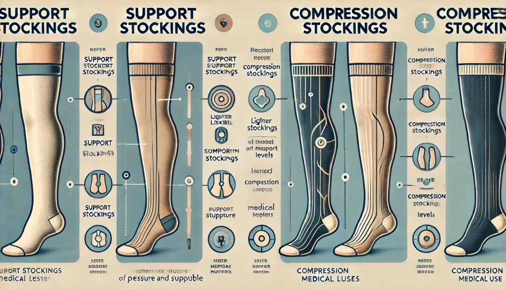 Wat is het verschil tussen steunkousen en compressiekousen
